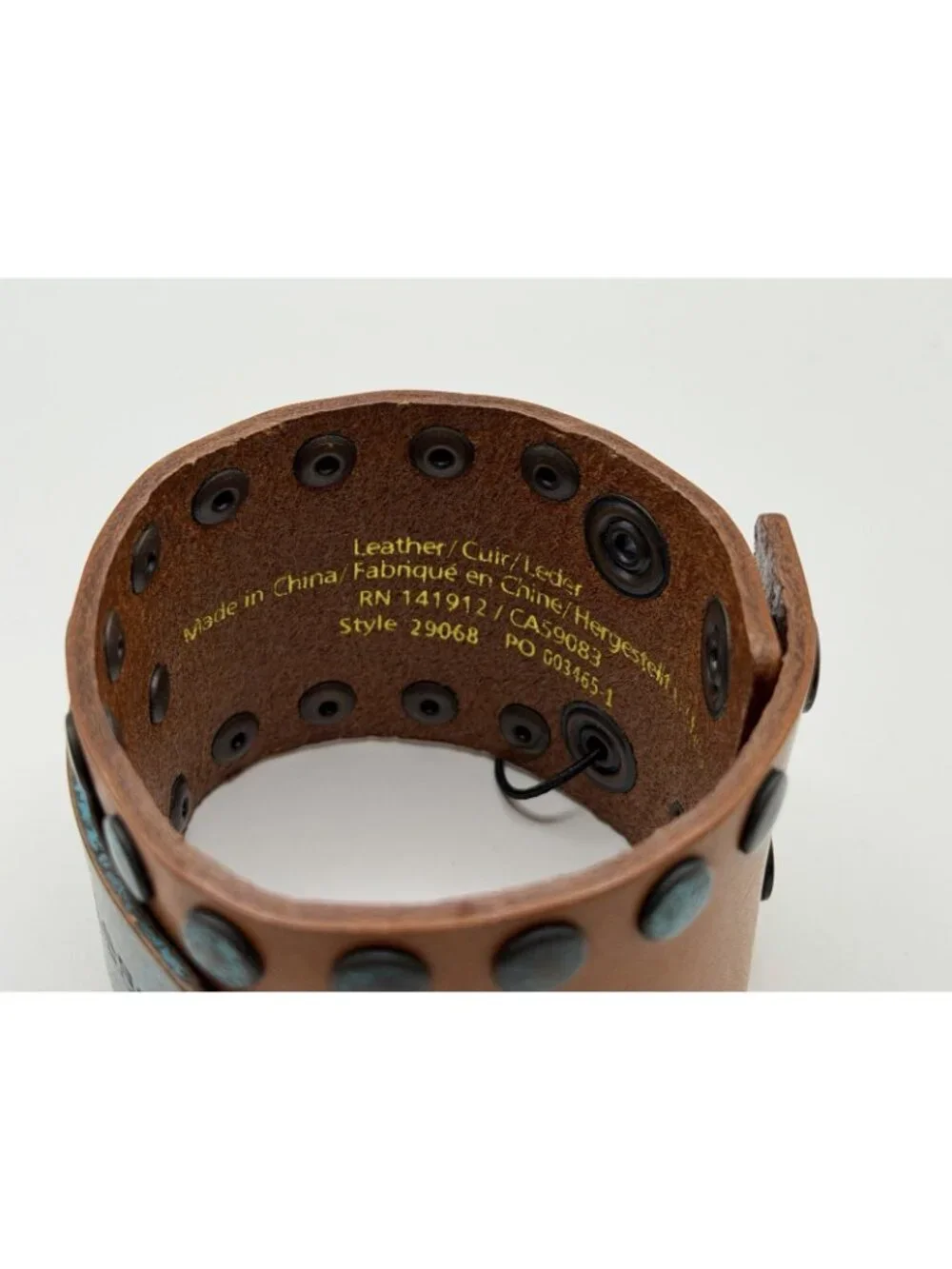 Noble Outfitters Leather Turquoise Patinal “Fearless” Cuff Bracelet